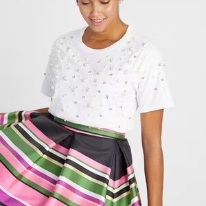 Kate Spade pearl embellished rhinestone tee